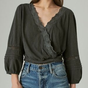 Lucky Brand Black Lace Trim Top